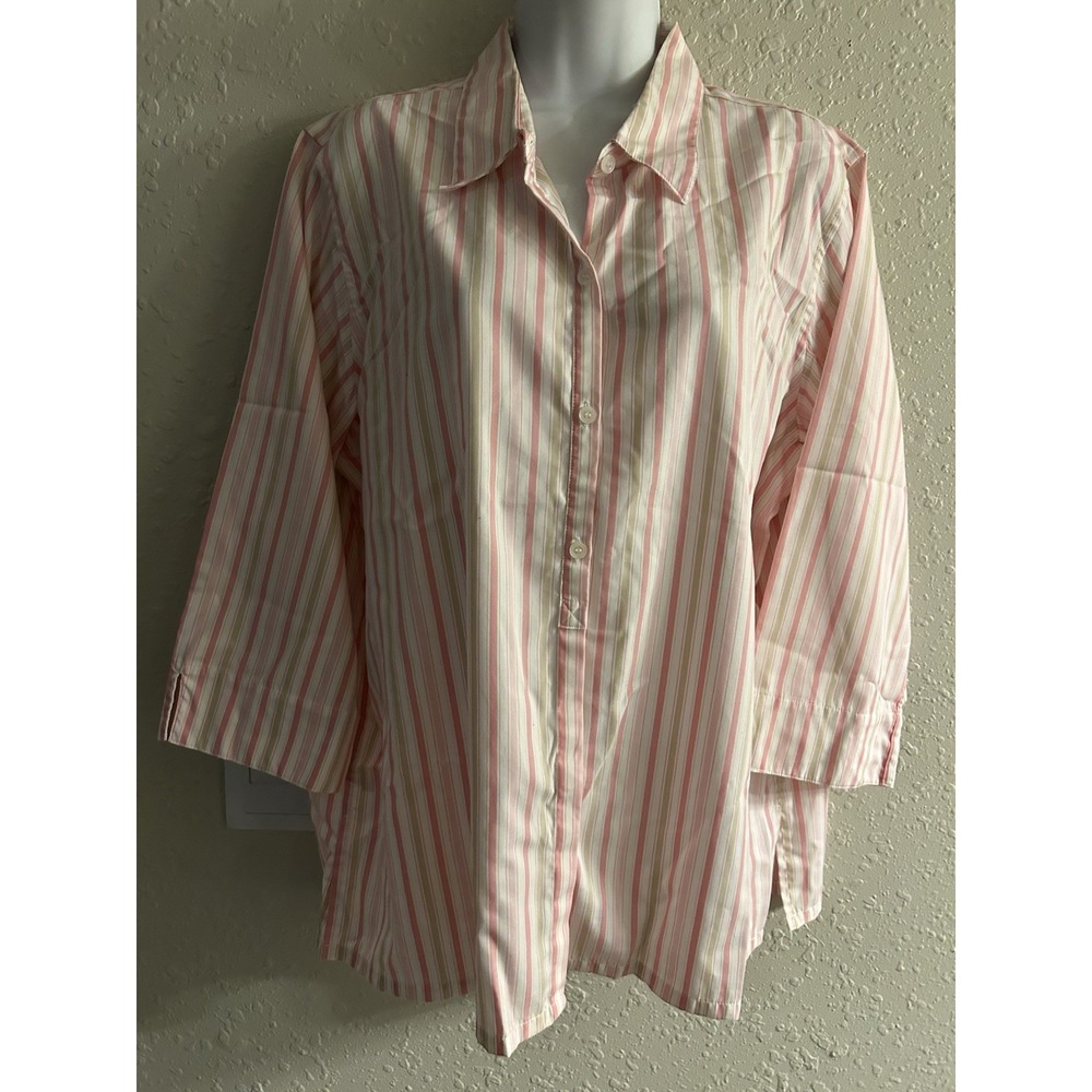 New 2X (sz 16) Liz Claiborne Pink Stripe Top #1299*8**
